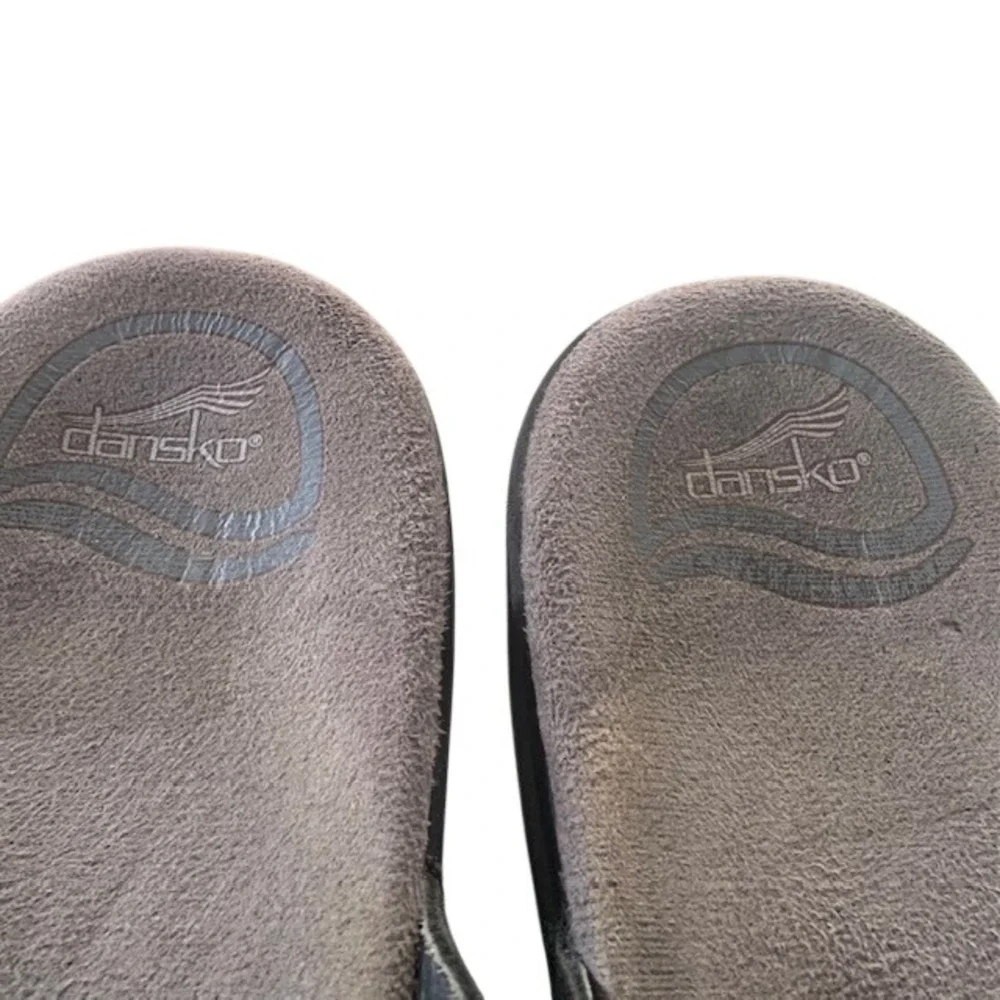 Dansko Leather Double Strap Comfort Slide Sandals Black Wedge EU 43 Clogs